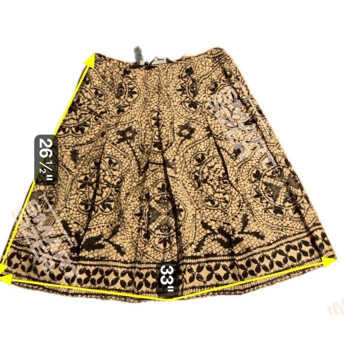 Kasper Women Tan Black Lace Print A-Line Skirt, Women's Sz 6 Professional Office - Thumbnail 2