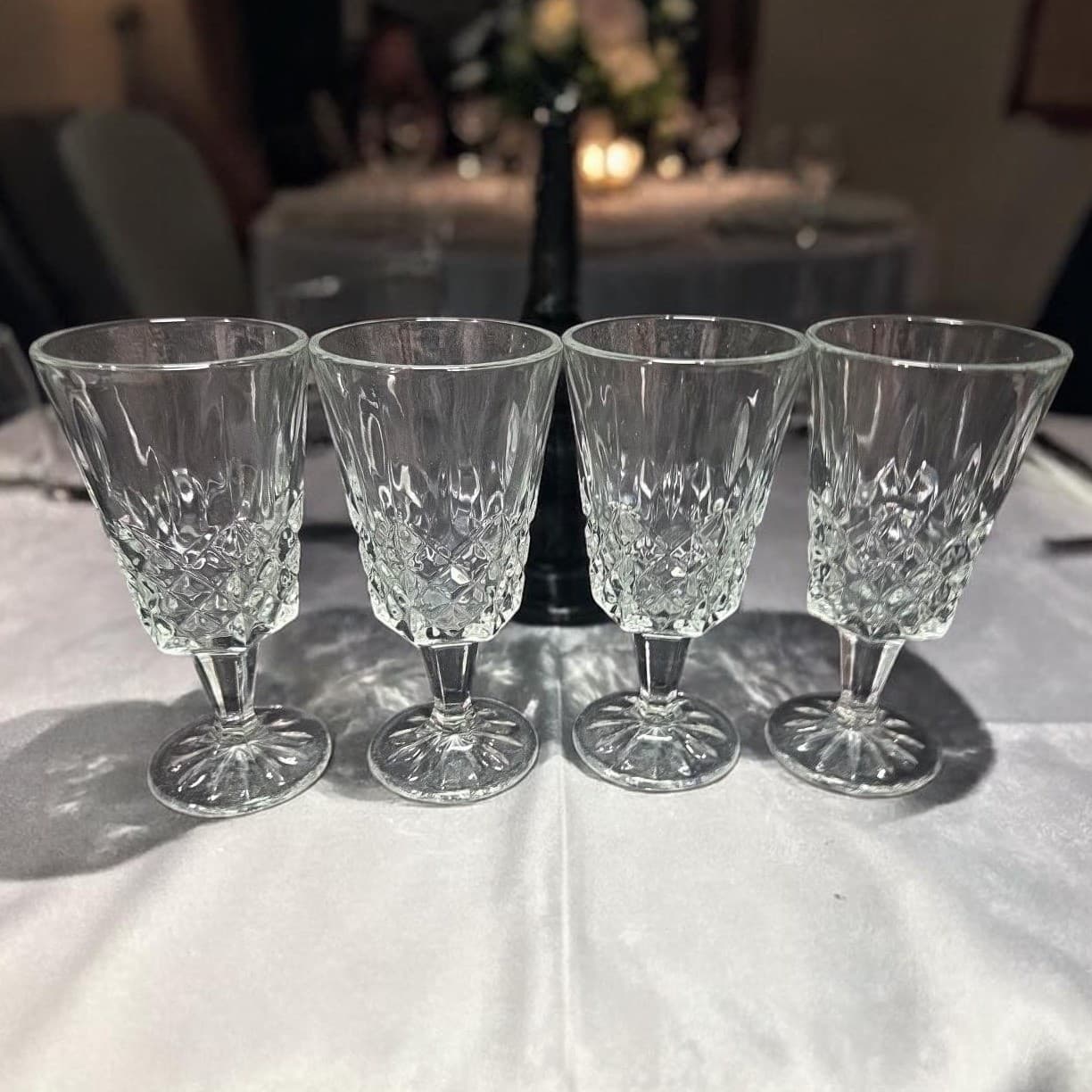 Shannon Jubilee Wine Glasses, Set of 4, Vintage Cut Crystal Stemware, Glassware