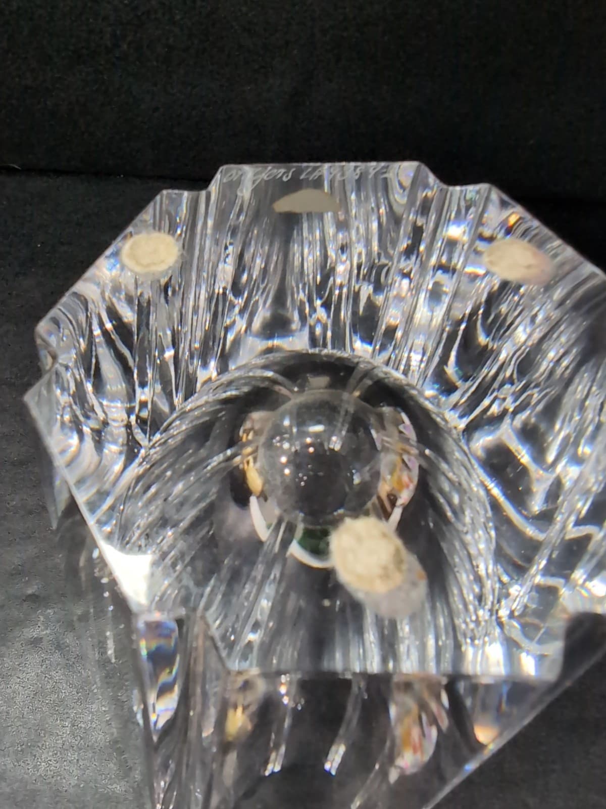 Orrefors Tulip Top Glass Vase, Crystal Vase Etch Signed, Heavy Decorator Vase - Thumbnail 8