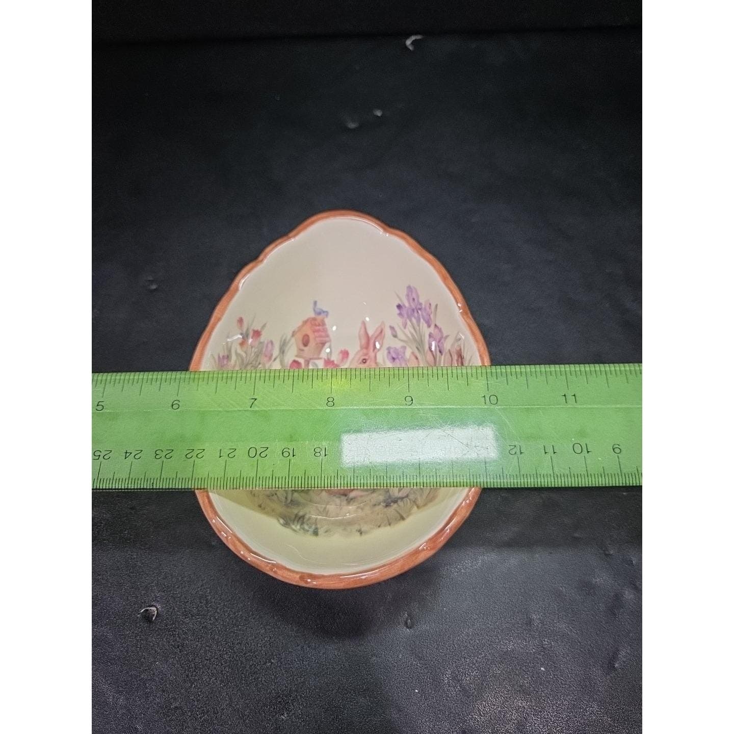 Cracker Barrel Easter Egg Dish, Ceramic Egg Trinket Bowl, Vintage Brown Rabbit - Thumbnail 4