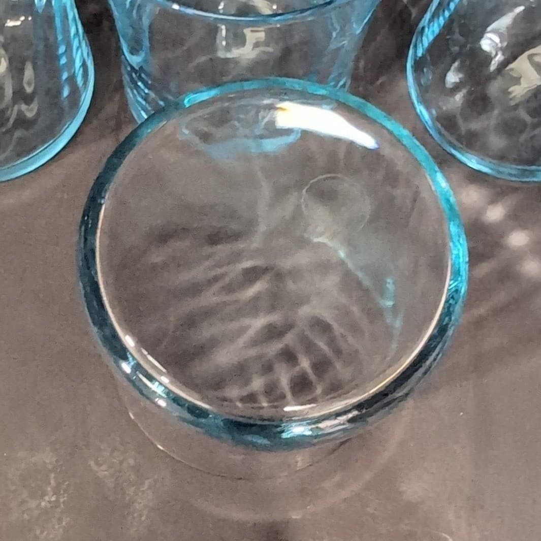 Wheaton Optical Blue Tint Tumblers, Set of 4, Swirl Design, Vintage Drinkware - Thumbnail 8