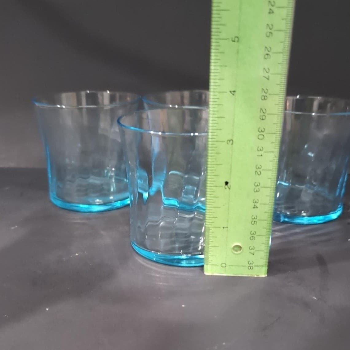 Wheaton Optical Blue Tint Tumblers, Set of 4, Swirl Design, Vintage Drinkware - Thumbnail 9