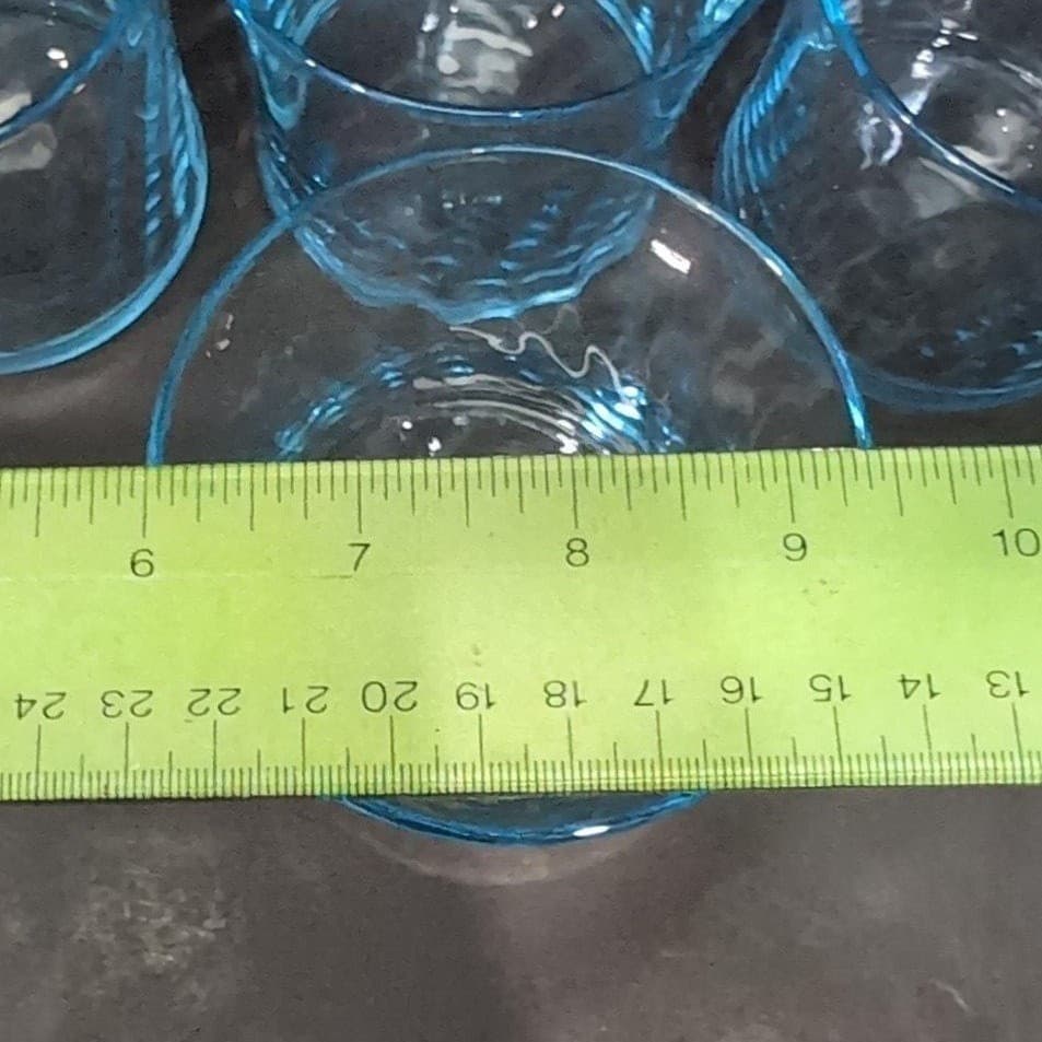 Wheaton Optical Blue Tint Tumblers, Set of 4, Swirl Design, Vintage Drinkware - Thumbnail 10