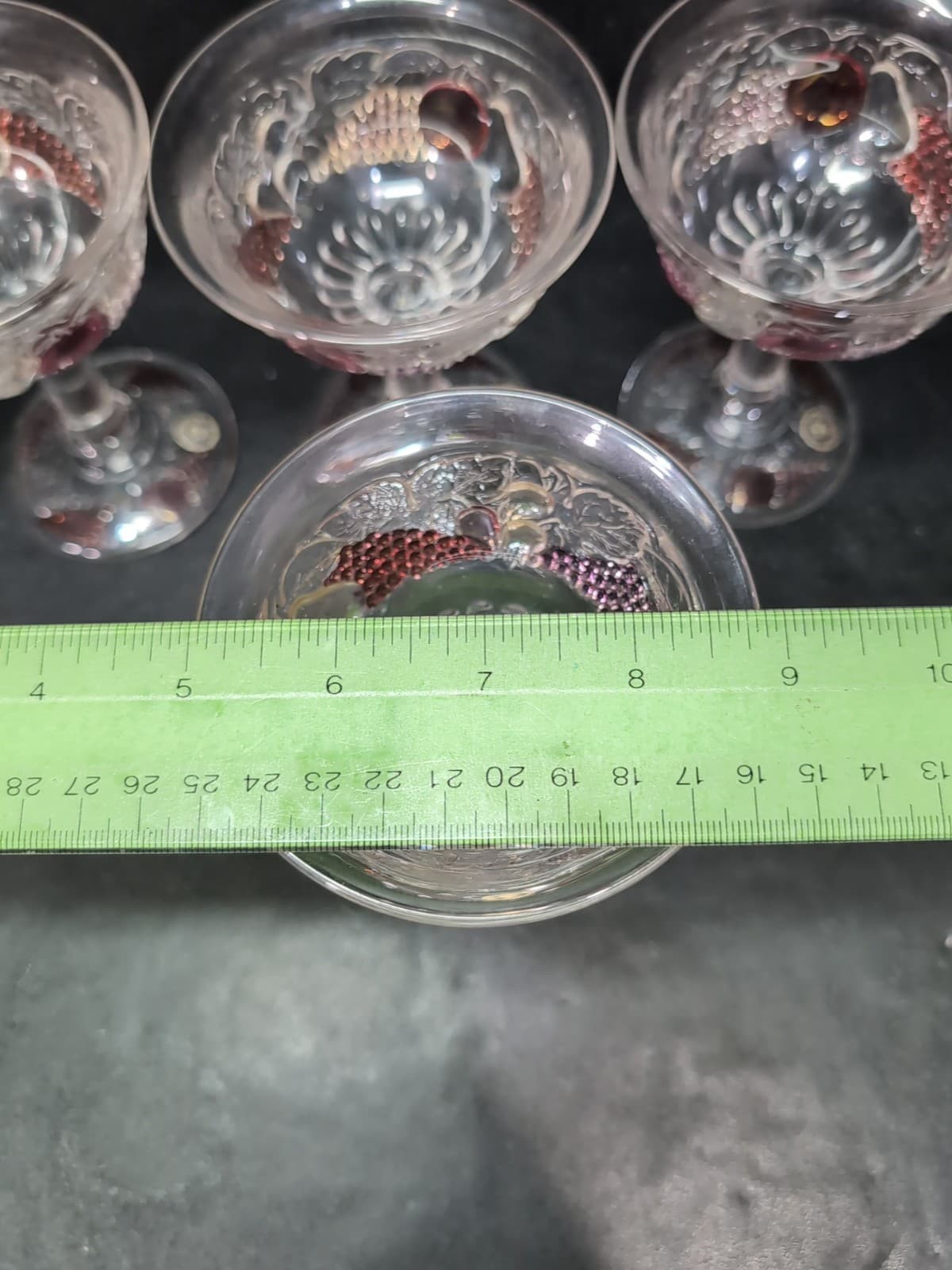 Westmoreland Della Robbia Flashed Champagne Sherbet Glasses, Set of 4, Glassware - Thumbnail 9