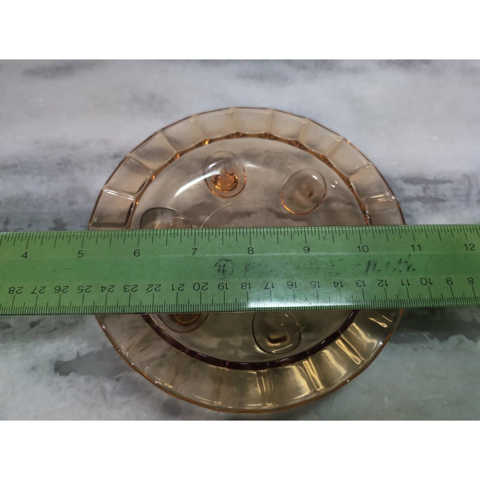 Indiana Glass Amber Trinket Footed Bowl Dish, Scalloped Edge Vintage 6" Diameter - Thumbnail 6