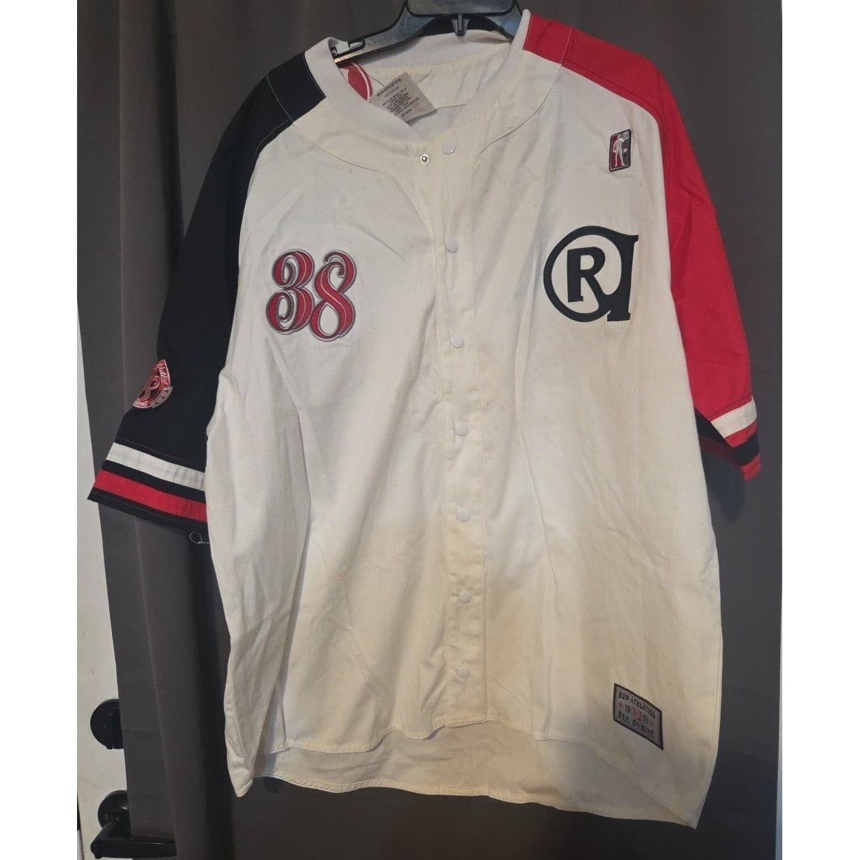 Run Athletics Joseph Simmons Baseball Jersey, Men's XXL, White Red Black RS4K001 - Thumbnail 3