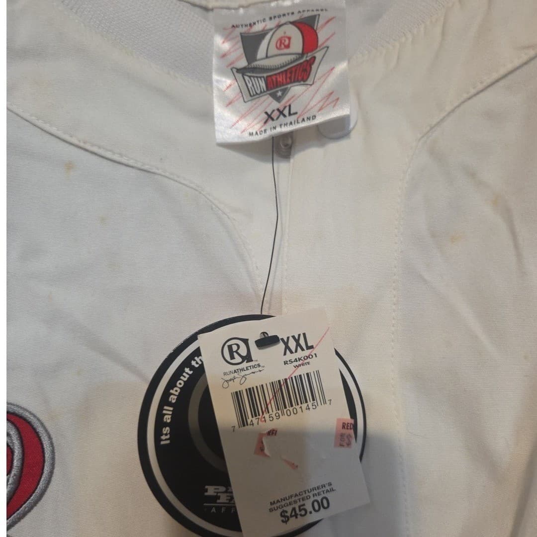 Run Athletics Joseph Simmons Baseball Jersey, Men's XXL, White Red Black RS4K001 - Thumbnail 6