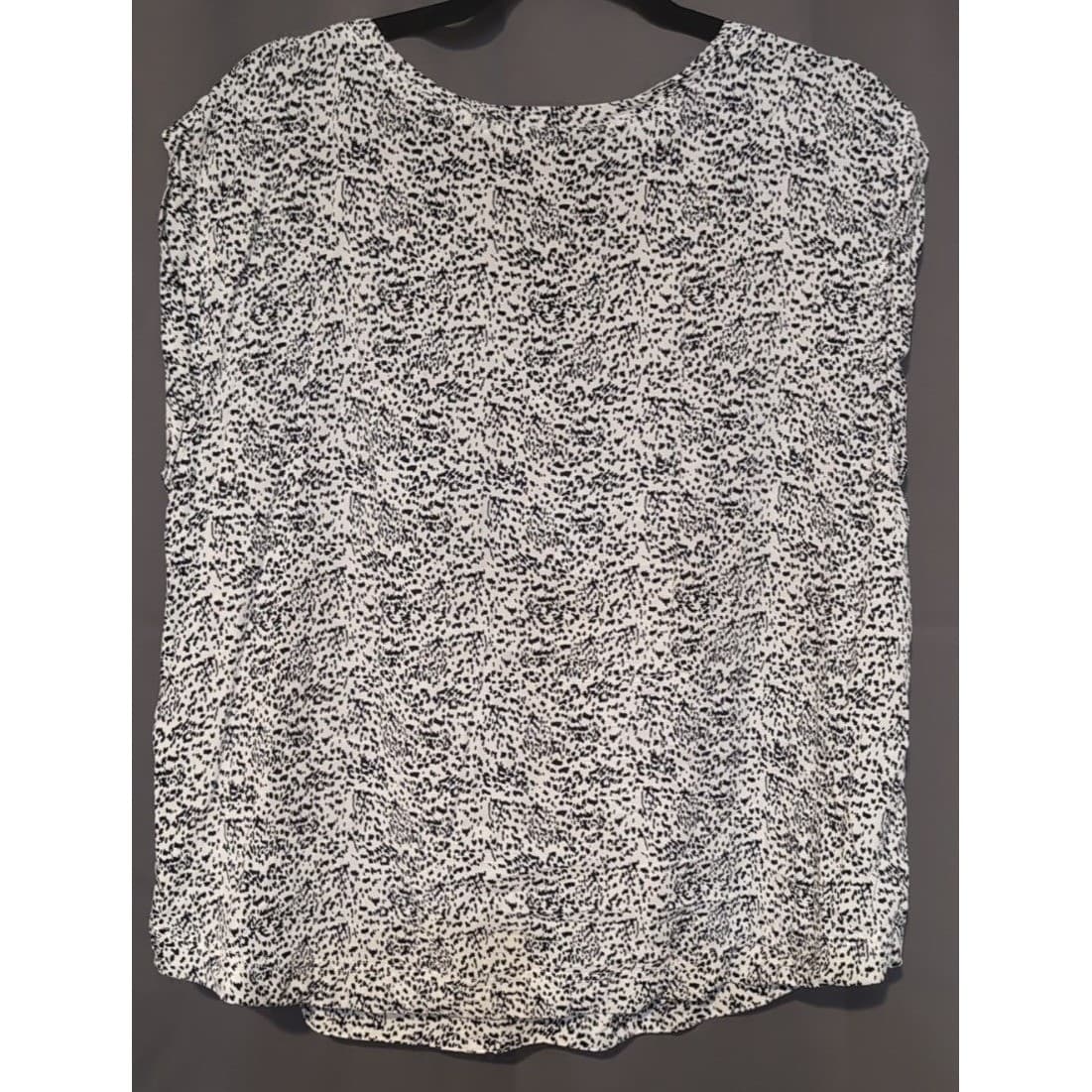 Velvet Heart Black White Animal Print Sleeveless Rayon Blouse, Woman's XL Top - Thumbnail 4