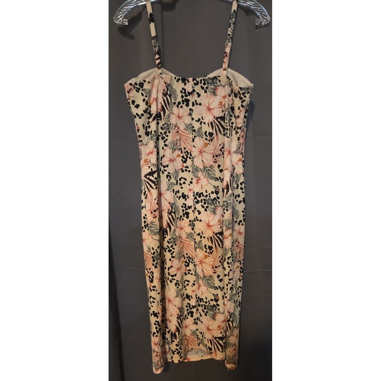 No Boundaries Multi-Color Floral Leopard Print Bodycon Midi Dress, Girls 11-13 - Thumbnail 4