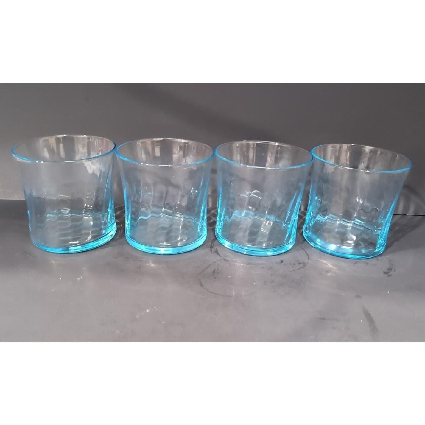 Wheaton Optical Blue Tint Tumblers, Set of 4, Swirl Design, Vintage Drinkware - Thumbnail 4