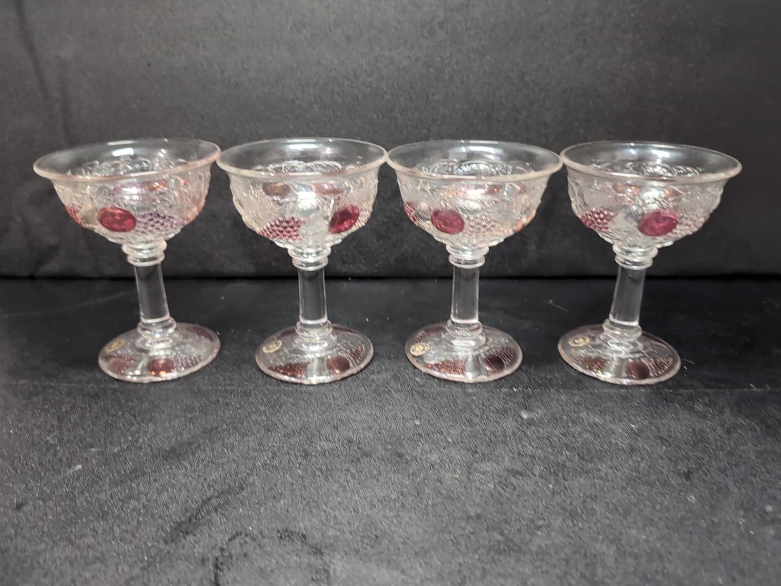 Westmoreland Della Robbia Flashed Champagne Sherbet Glasses, Set of 4, Glassware - Thumbnail 2