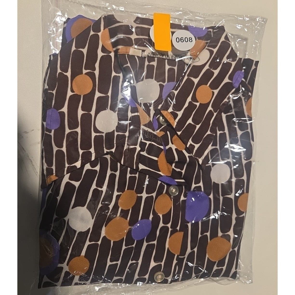 Alfred Dunner Vintage Brown Purple Polka Dot Geometric Button Down Woman's Sz 18 - Thumbnail 8