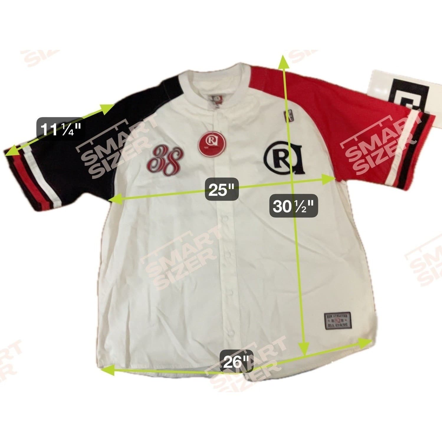 Run Athletics Joseph Simmons Baseball Jersey, Men's XXL, White Red Black RS4K001 - Thumbnail 2