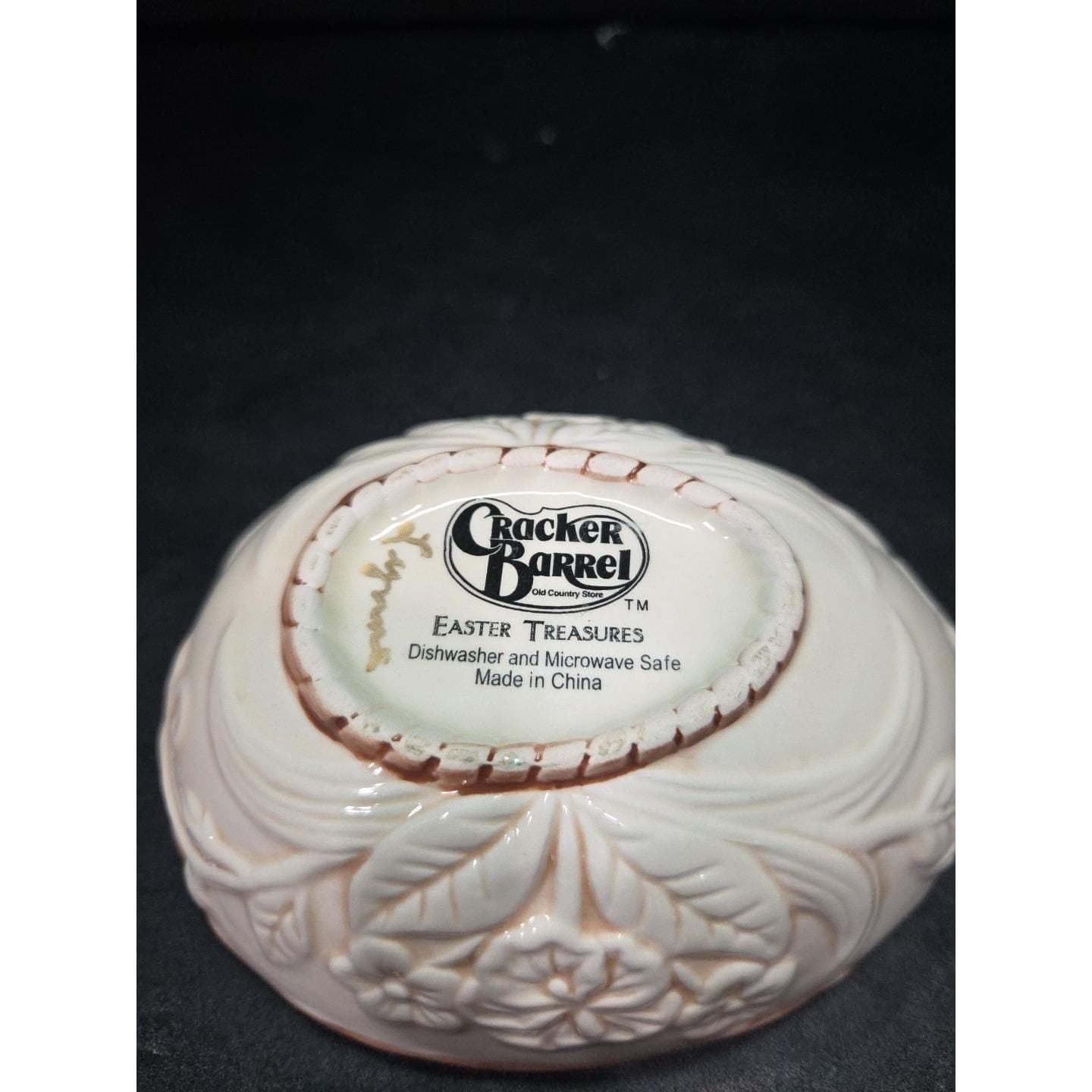 Cracker Barrel Easter Egg Dish, Ceramic Egg Trinket Bowl, Vintage Brown Rabbit - Thumbnail 3