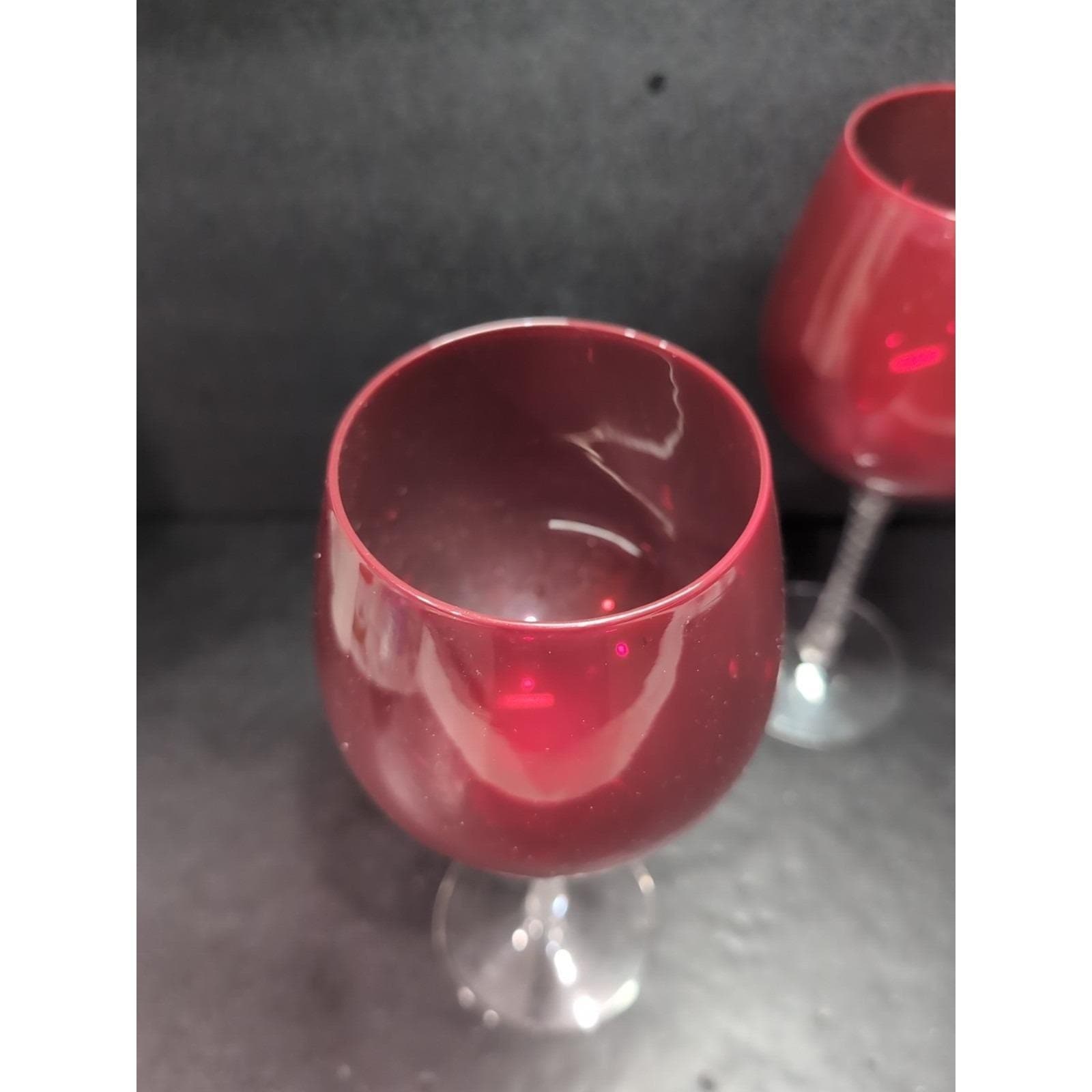 Ruby Red Balloon Wine Glasses, Set of 2, Twisted Stem. Venetian Style Stemware - Thumbnail 6