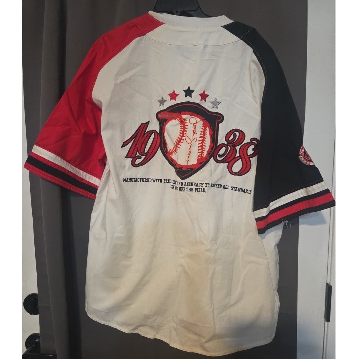 Run Athletics Joseph Simmons Baseball Jersey, Men's XXL, White Red Black RS4K001 - Thumbnail 5