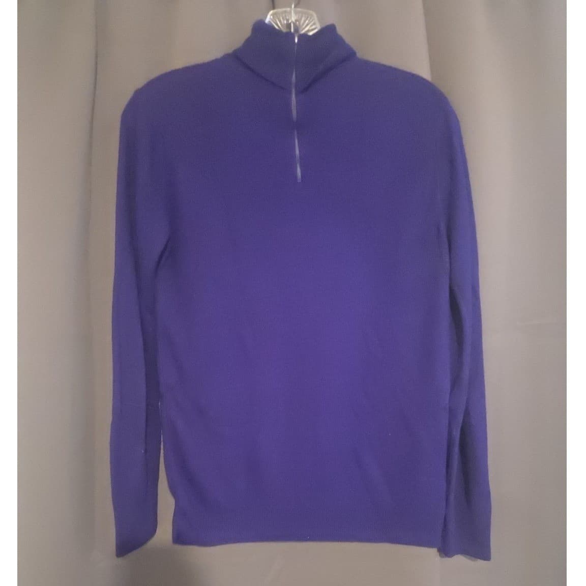 Joyce Lane Vintage Purple Quarter Zip, Acrylic Mock Neck Sweater, Woman's Small - Thumbnail 3