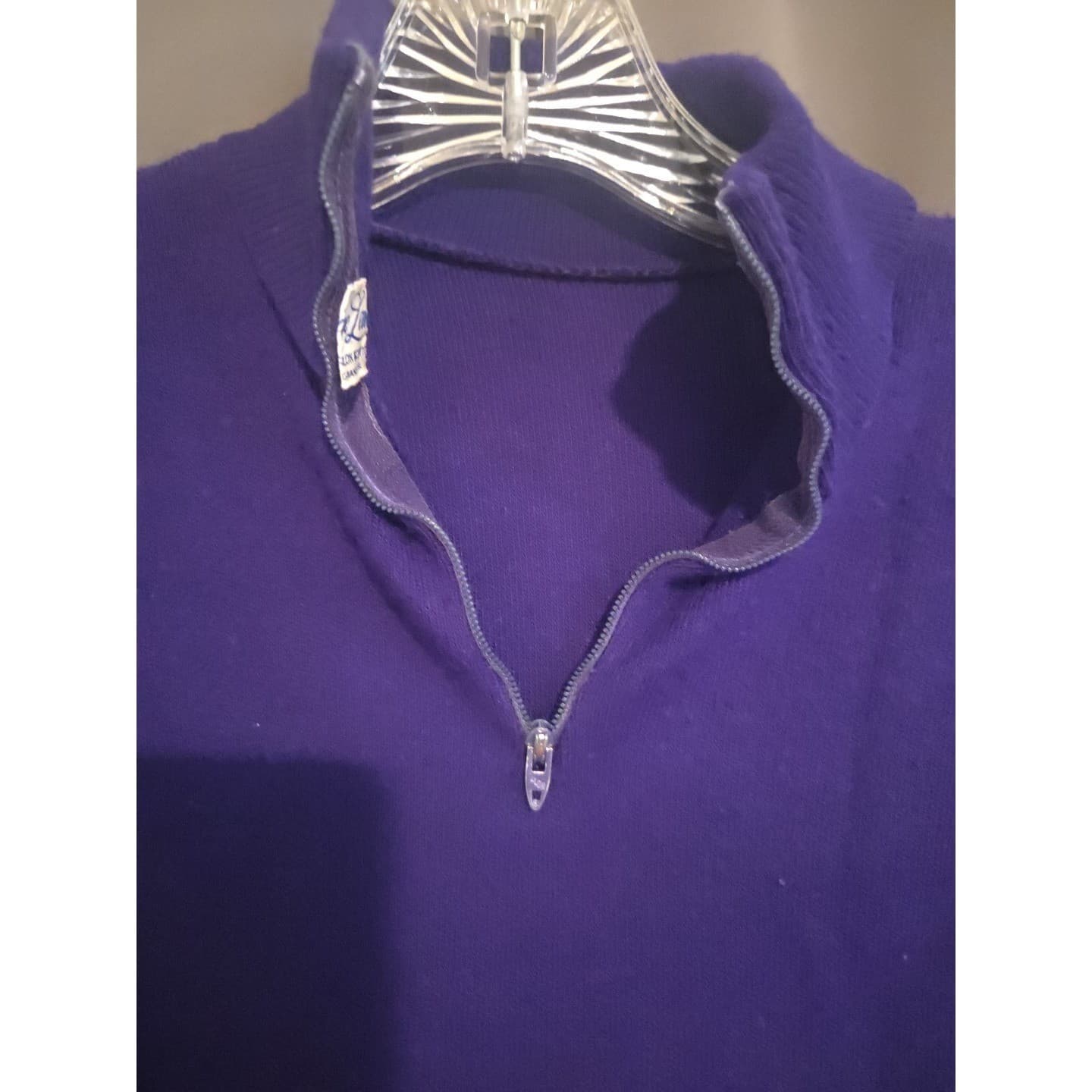 Joyce Lane Vintage Purple Quarter Zip, Acrylic Mock Neck Sweater, Woman's Small - Thumbnail 7