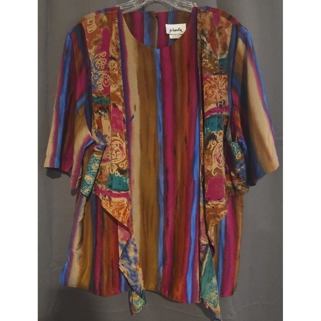 Jo Hardin Vintage Abstract Stripe Paisley Draped Blouse, Women's Size 16 - Thumbnail 3
