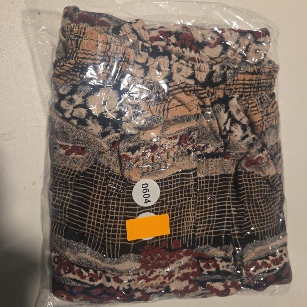 Maren Vintage Mixed Print Rayon Midi Skirt, Tan Black Burgundy, Woman's Sz 14/16 - Thumbnail 8