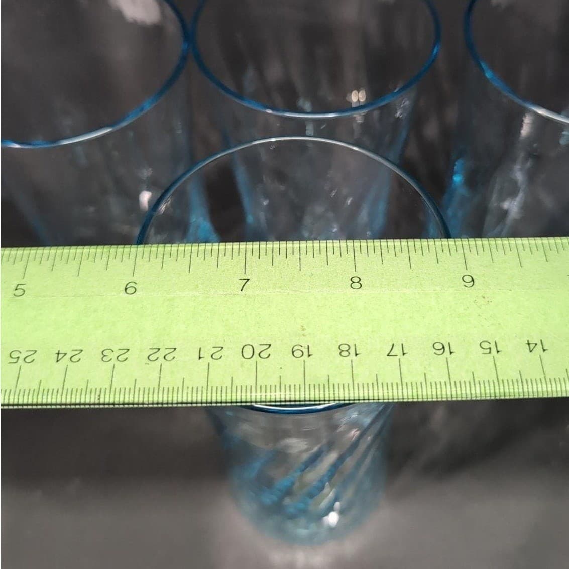 Wheaton Blue Tint Highball Glasses, Set of 4, Optic Swirl Design, Vtg Drinkware - Thumbnail 10