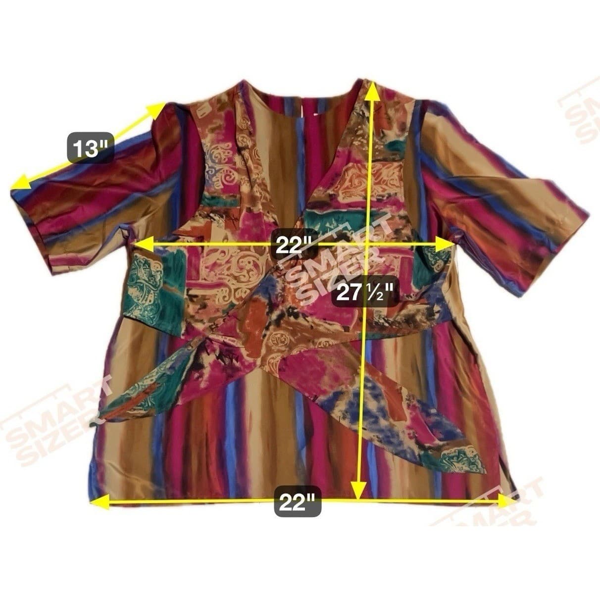 Jo Hardin Vintage Abstract Stripe Paisley Draped Blouse, Women's Size 16 - Thumbnail 2