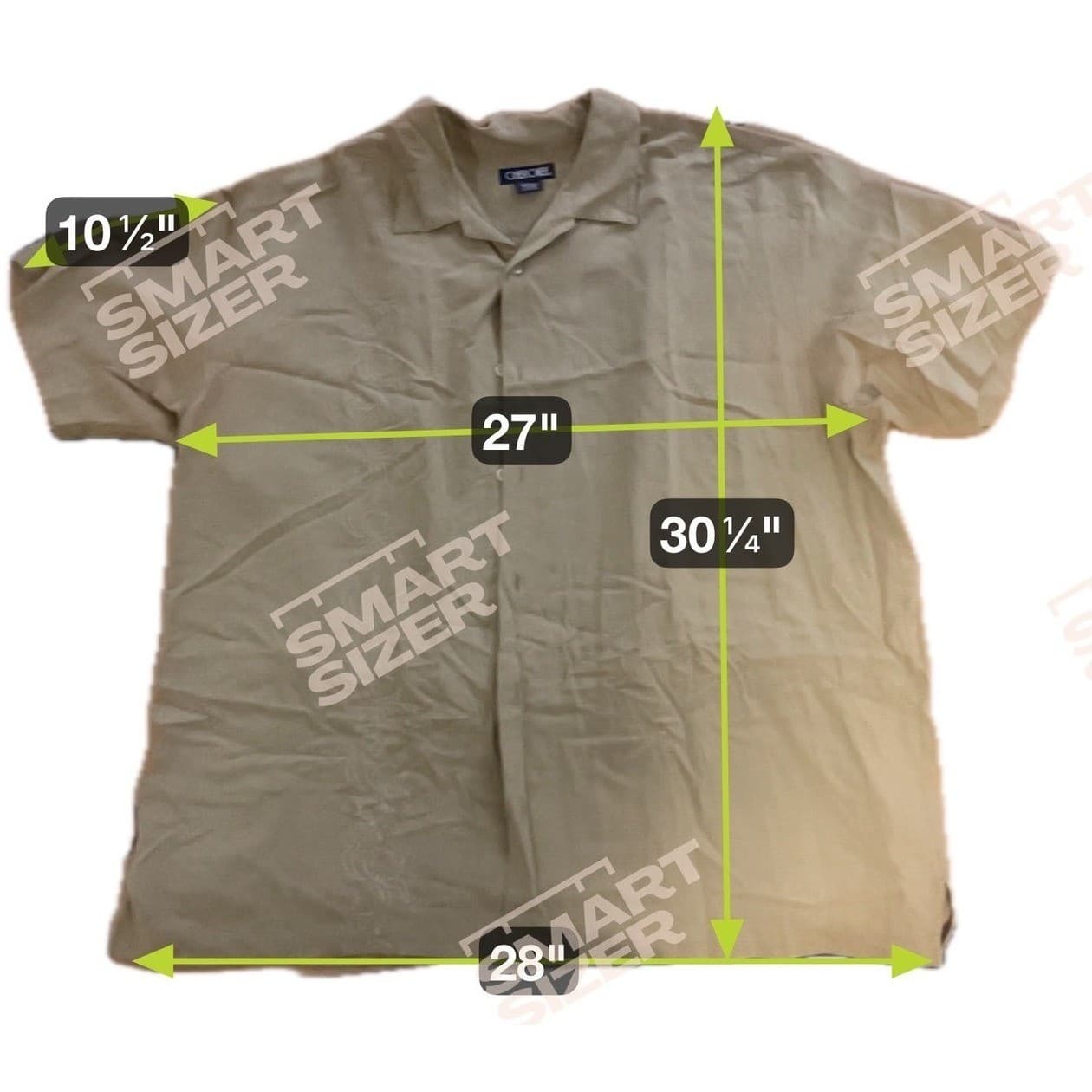 Cherokee Tan Embroidered Short Sleeve Button Front Camp Shirt, Men's XXL Khaki - Thumbnail 2