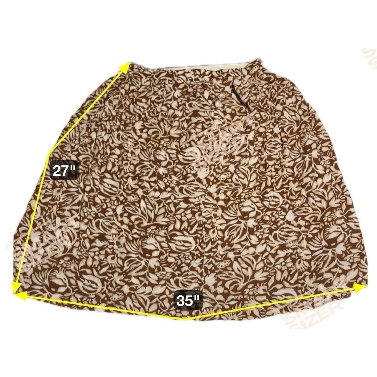 Leslie Fay Sportswear Vintage Brown Botanical 2 Piece Set, Women's Skirt Blouse - Thumbnail 3