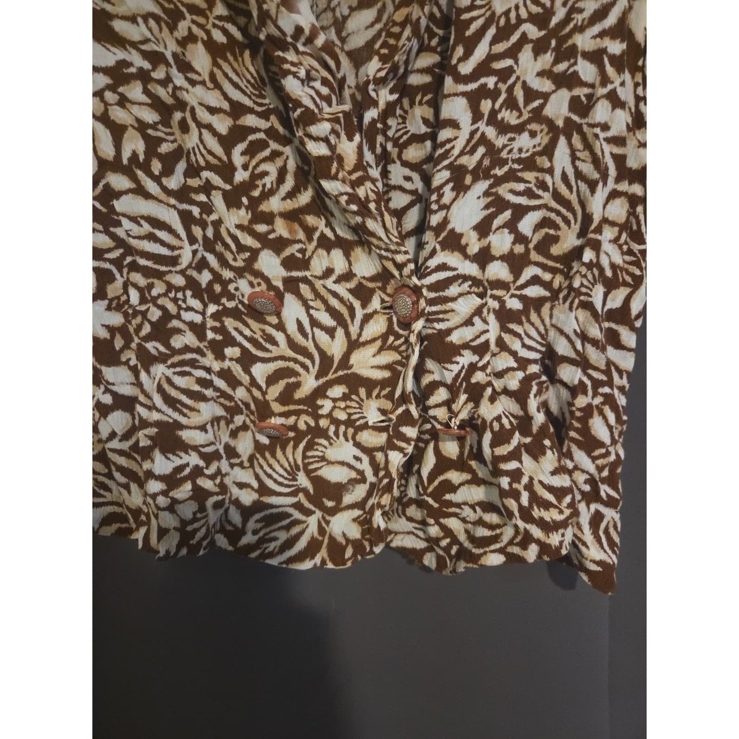 Leslie Fay Sportswear Vintage Brown Botanical 2 Piece Set, Women's Skirt Blouse - Thumbnail 7
