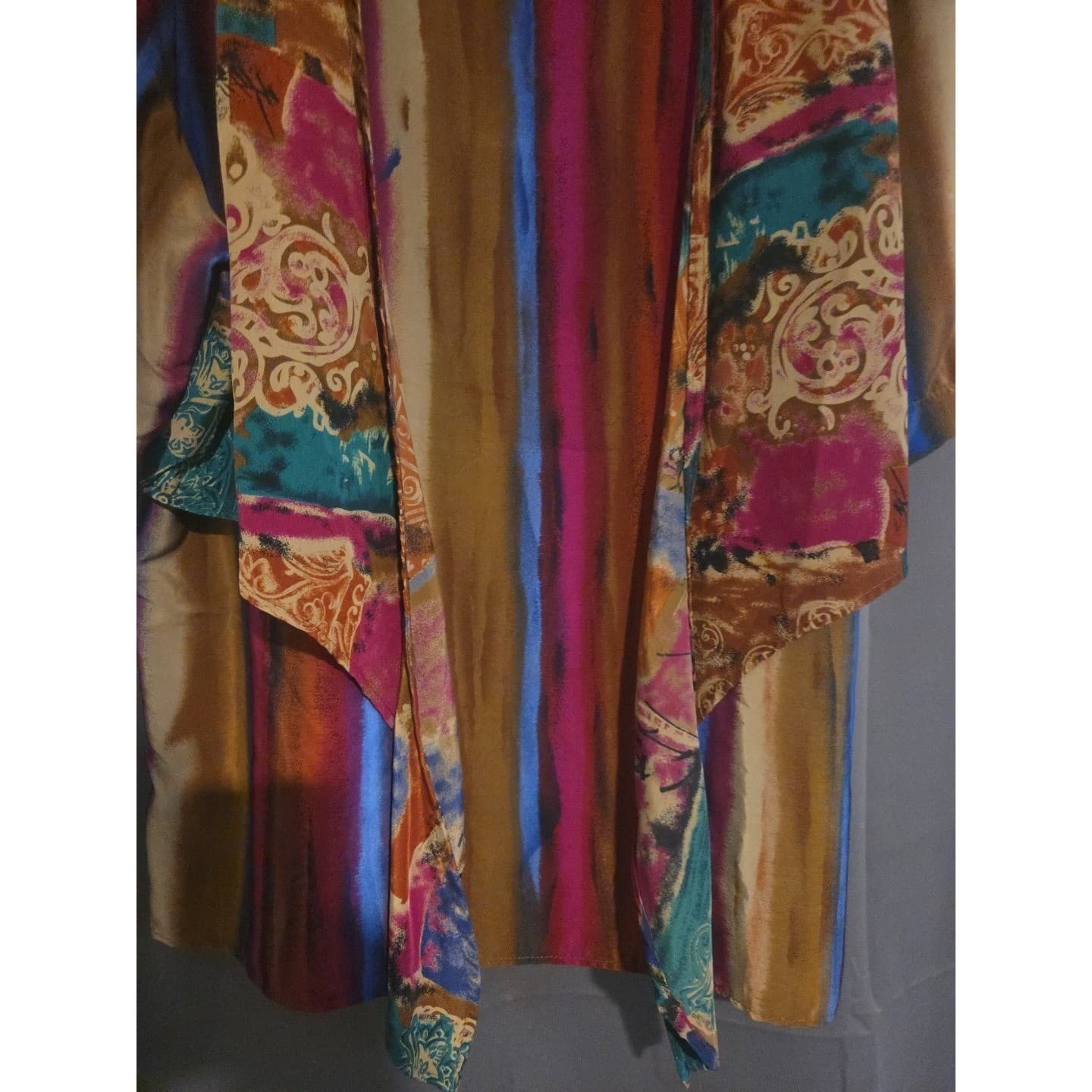 Jo Hardin Vintage Abstract Stripe Paisley Draped Blouse, Women's Size 16 - Thumbnail 8