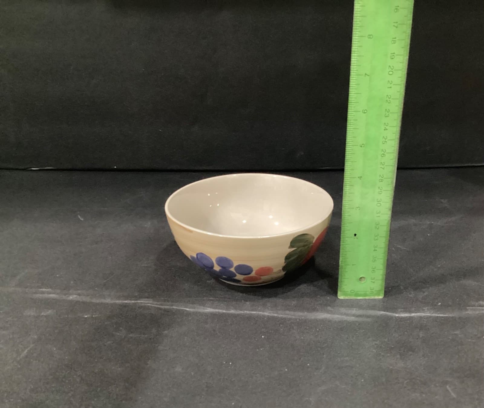 Vintage Alco International Cereal Bowls 6” Fruit Hand Painted Ceramic Set of 4 - Thumbnail 3