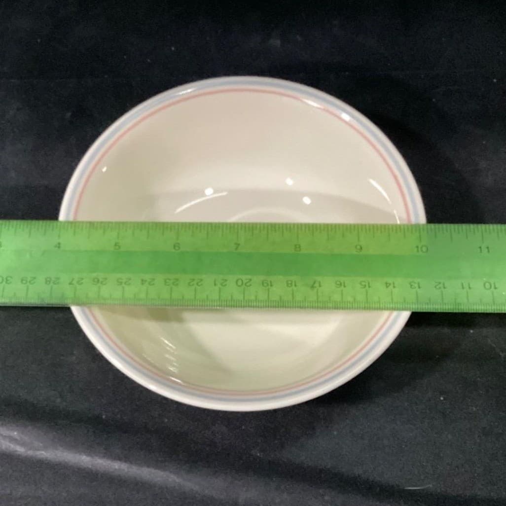 Corelle Corning ENGLISH BREAKFAST Blue & Pink Bands 4 Soup Cereal Bowls - Thumbnail 5