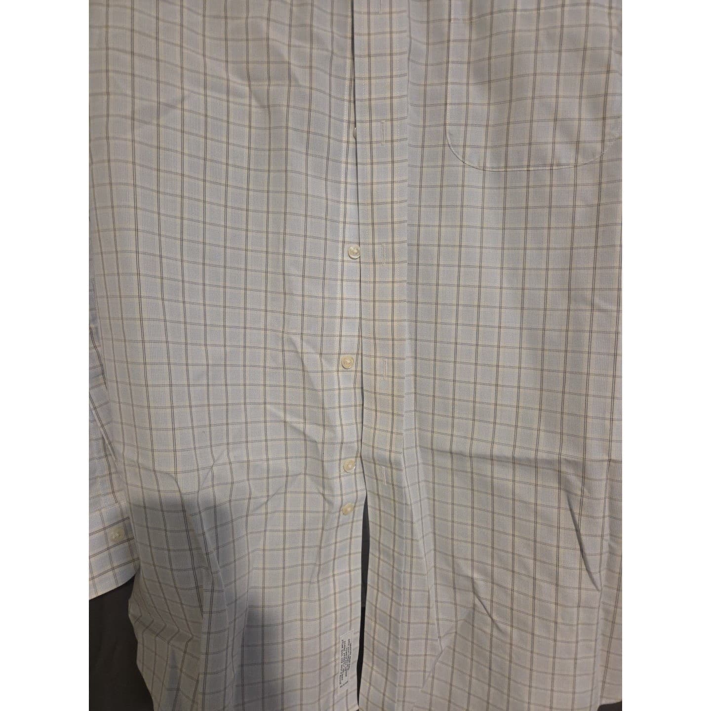 Brooks Brothers Regent Non-Iron Supima Cotton Shirt Blue Tan Check Men's 16.5 33 - Thumbnail 6