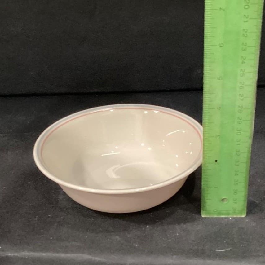 Corelle Corning ENGLISH BREAKFAST Blue & Pink Bands 4 Soup Cereal Bowls - Thumbnail 4