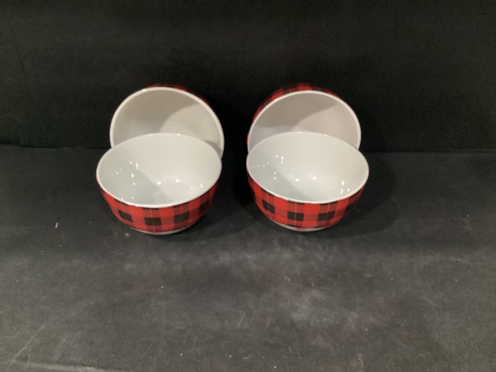 American Atelier Red Plaid Seasonal Cereal Bowls Set of 4