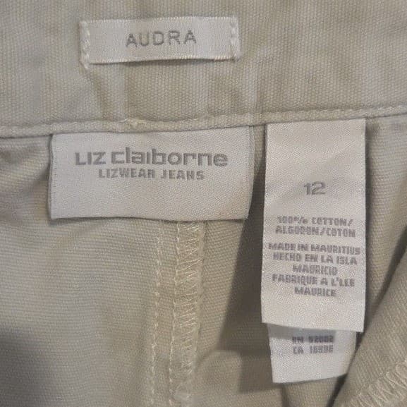 Liz Claiborne Audra Lizwear Jeans, Beige Cropped Pants, Women's Size 12 Straight - Thumbnail 5
