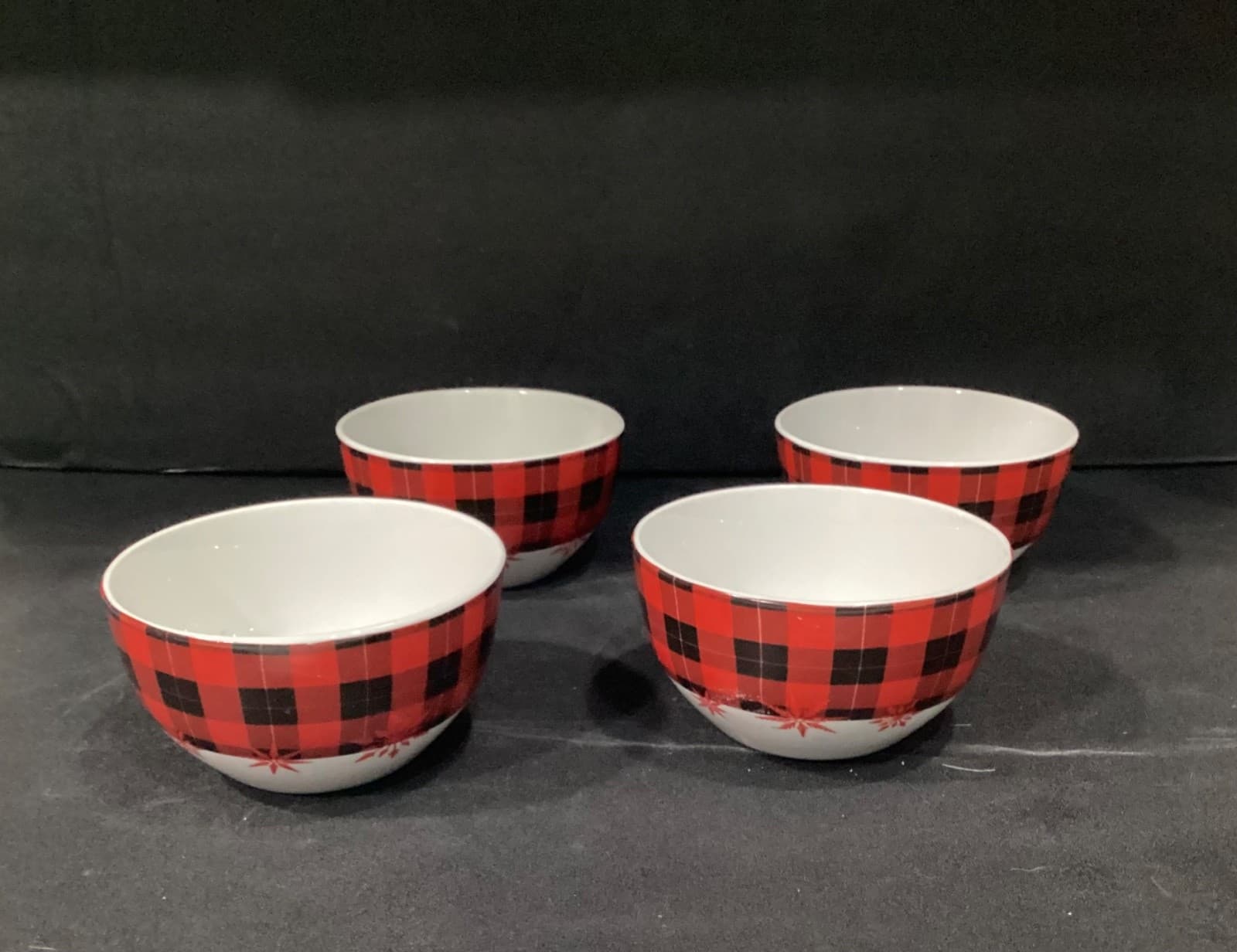 American Atelier Red Plaid Seasonal Cereal Bowls Set of 4 - Thumbnail 2