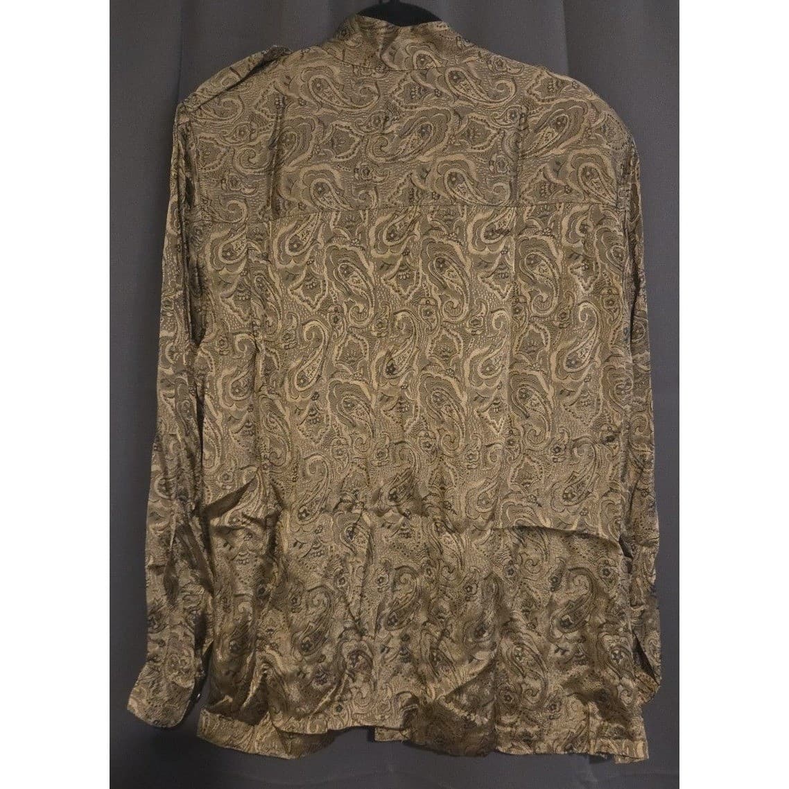 Liz Claiborne Gold Paisley Rayon Button Down Shirt, Epaulettes, Women's Size 14 - Thumbnail 4