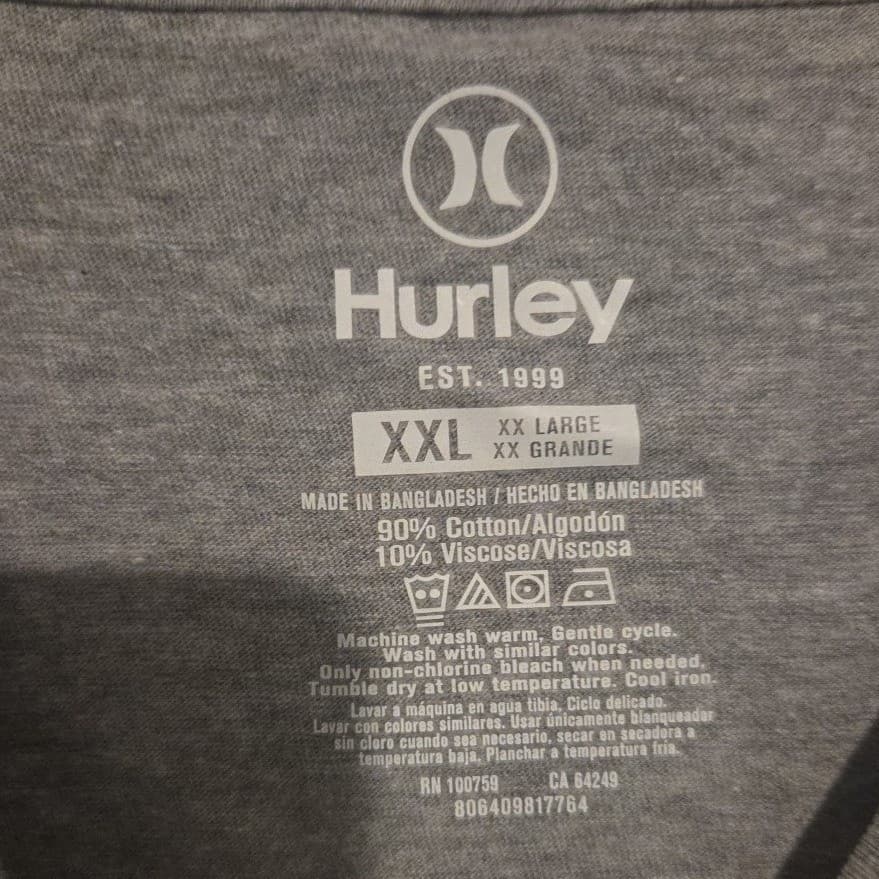 Hurley Heather Grey Graphic T-Shirt, Men's XXL, Retro Sunset Logo, NWT - Thumbnail 5