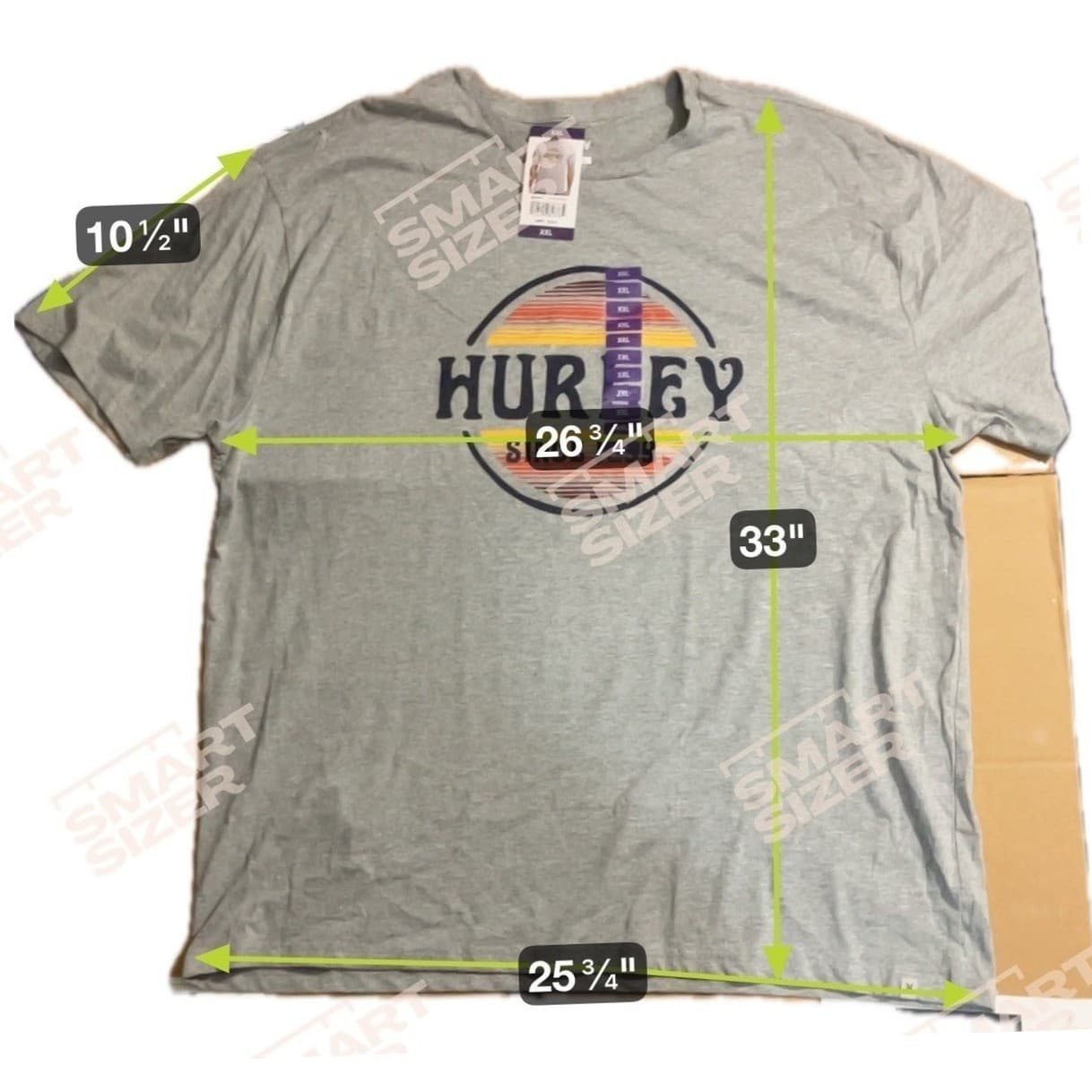 Hurley Heather Grey Graphic T-Shirt, Men's XXL, Retro Sunset Logo, NWT - Thumbnail 2