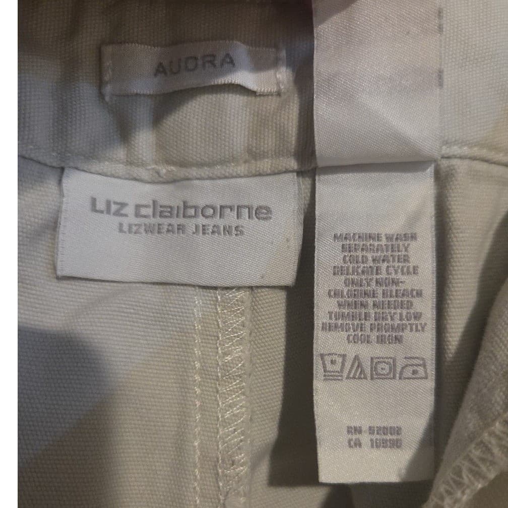 Liz Claiborne Audra Lizwear Jeans, Beige Cropped Pants, Women's Size 12 Straight - Thumbnail 6