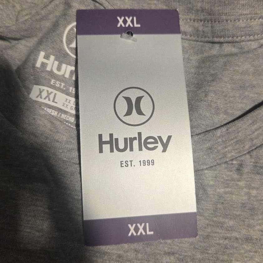 Hurley Heather Grey Graphic T-Shirt, Men's XXL, Retro Sunset Logo, NWT - Thumbnail 7