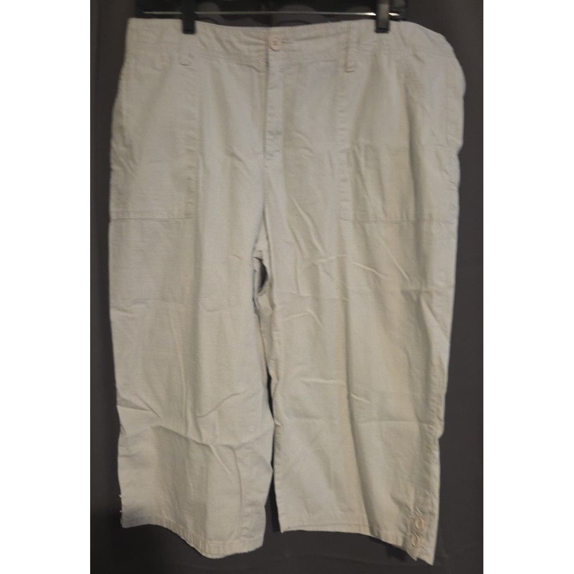 Bay Studio Khakis Beige Cotton Ripstop Crop Capri Pants, Women's Size 14 Utility - Thumbnail 3