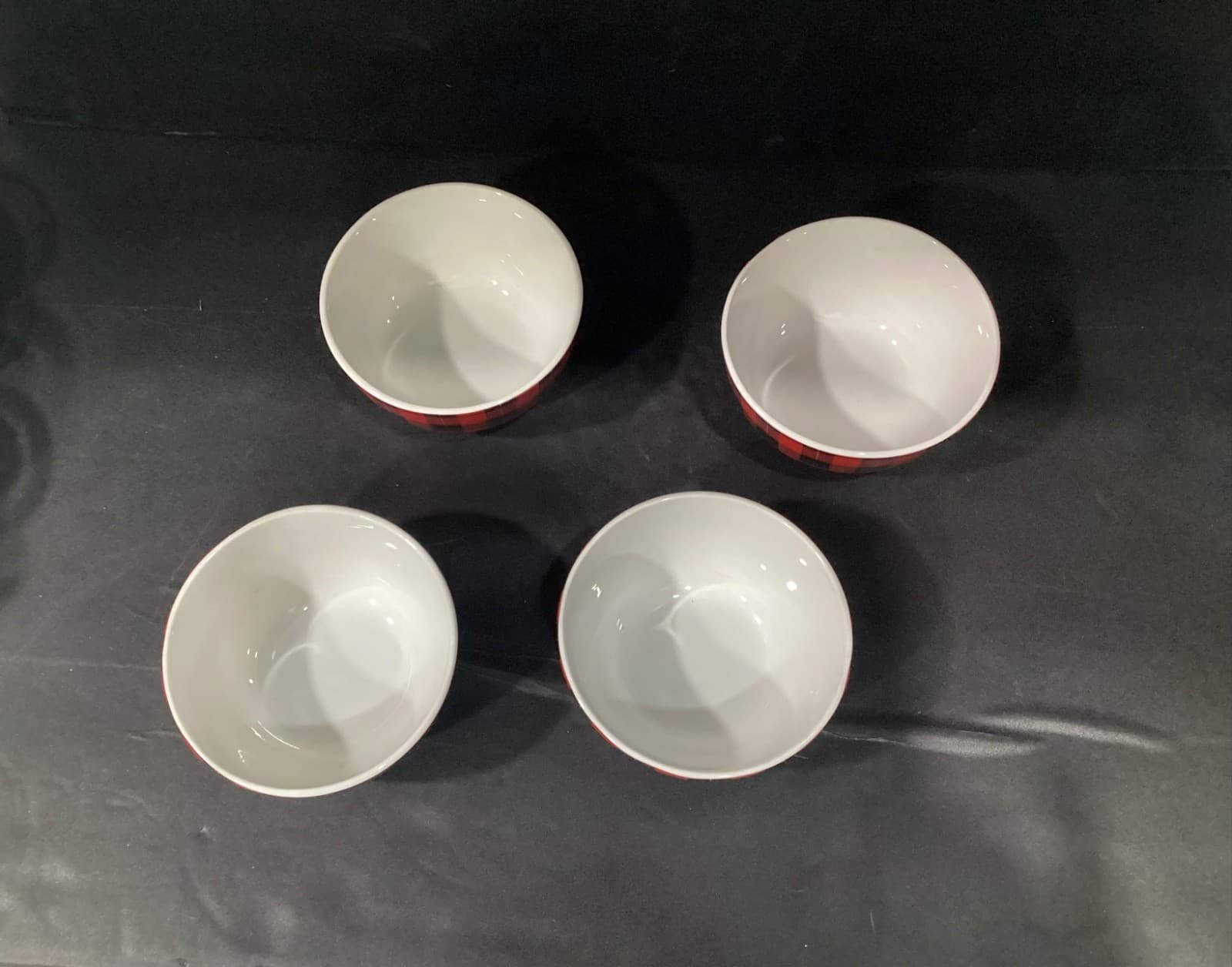 American Atelier Red Plaid Seasonal Cereal Bowls Set of 4 - Thumbnail 3