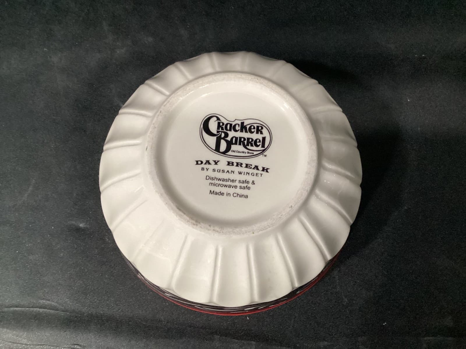 2 Cracker Barrel Susan Winget Day Break White Black Rooster Cereal Soup Bowls * - Thumbnail 5
