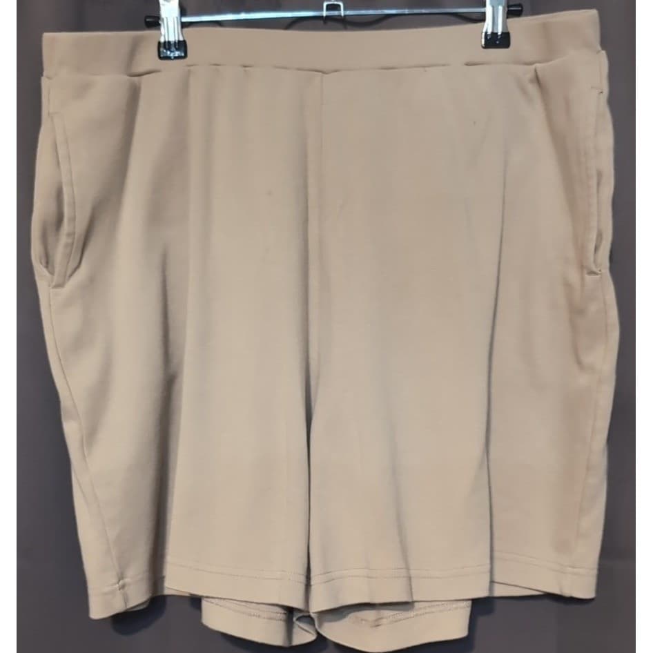 Laura Scott Tan Knit Jersey Shorts, Elastic Waist, Women's XL Casual Comfort - Thumbnail 3
