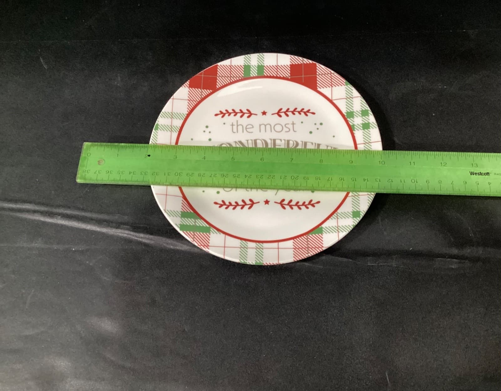 New Royal Norfolk Plaid Christmas Salad Plates 8” Set of 4 Most Wonderful Time - Thumbnail 5