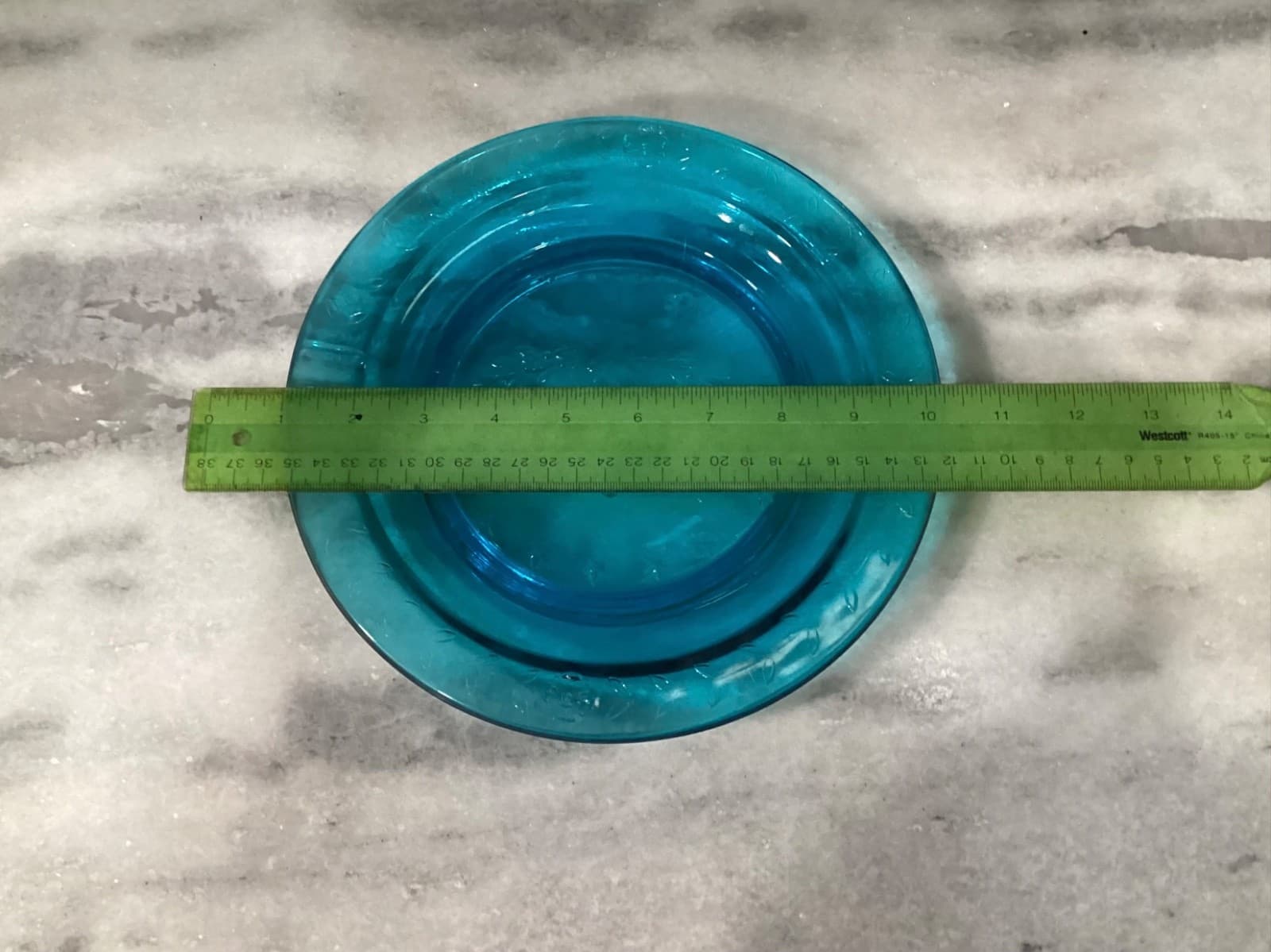 Vintage L.E. Smith MCM Heritage Blue Glass Embossed American Eagle Ashtray - Thumbnail 6