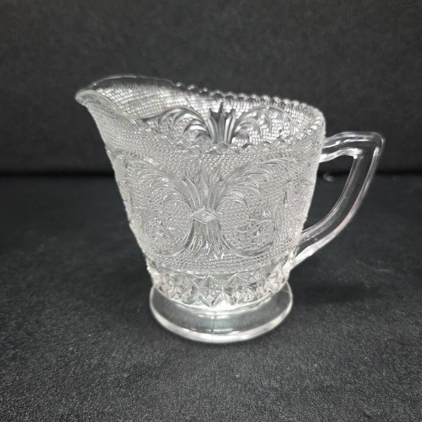 Duncan & Miller Clear Glass Creamer #41, Vtg Sandwich Pattern Pitcher, Tableware - Thumbnail 2
