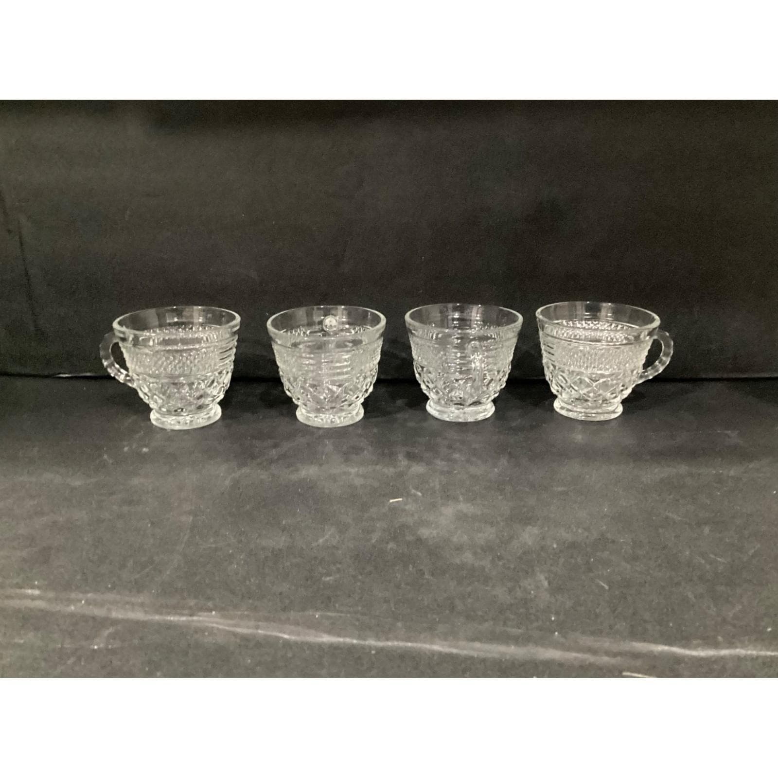 Vintage Anchor Hocking WEXFORD Clear Glass Punch Coffee Cups Set of 4 - Thumbnail 2